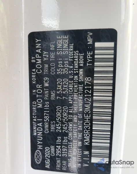 2021 Hyundai Palisade Sel from USA, damaged, VIN KM8R3DHE3MU212178